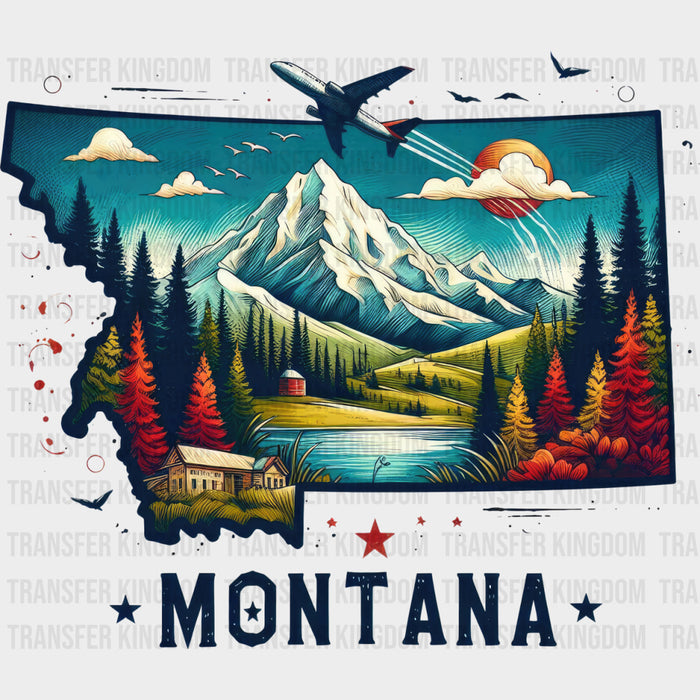 Colorful Montana State Design - State & Cities DTF Heat Transfer