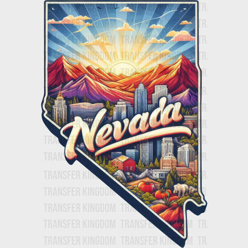 Colorful Nevada State Design - & Cities Dtf Heat Transfer
