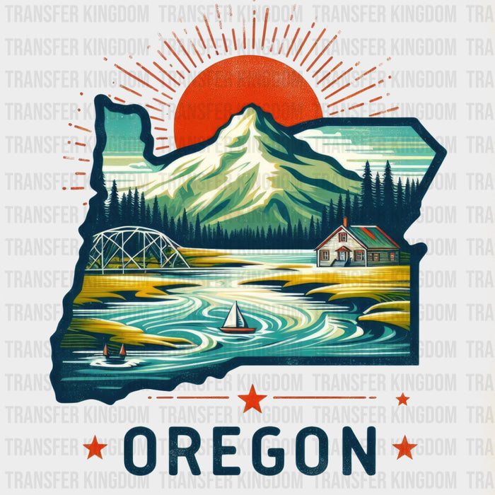 Colorful Oregon State Design - State & Cities DTF Heat Transfer