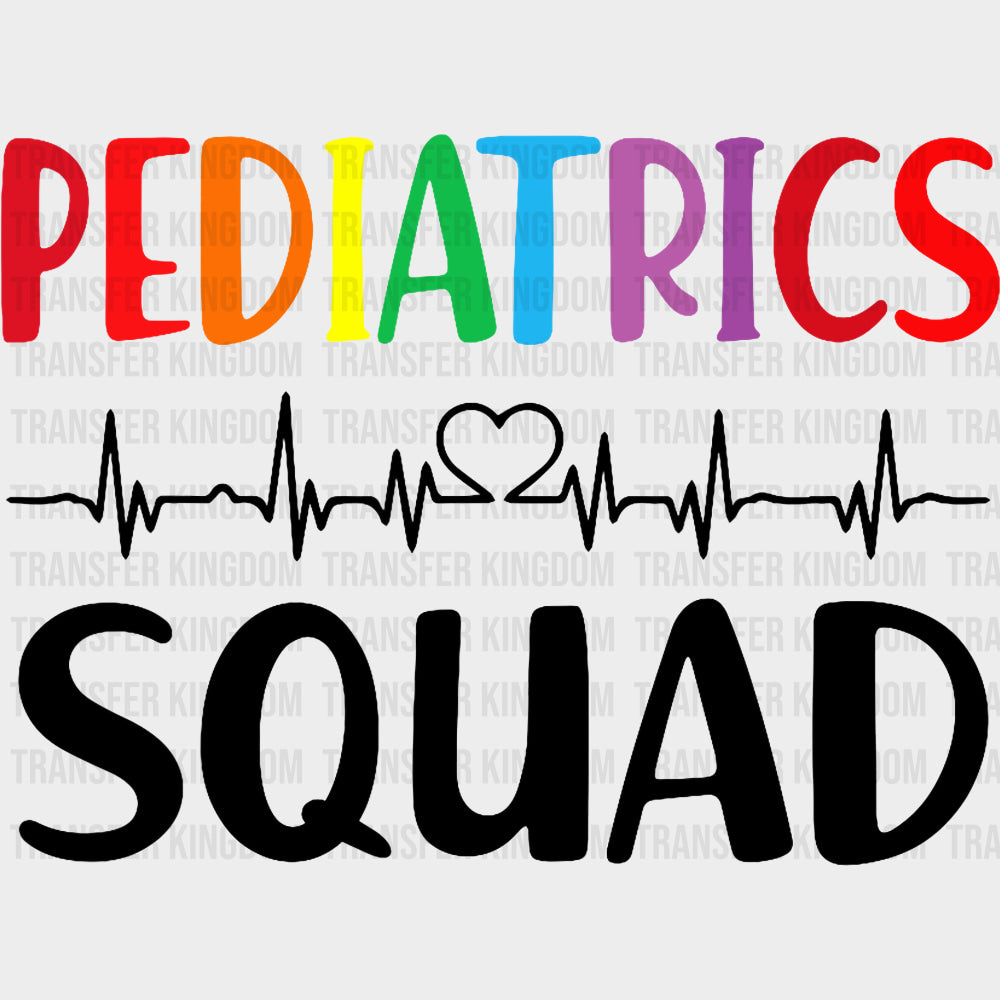 Colorful Pediatrics Squad, ECG Line B&W - Pediatric Nurse DTF Transfers transfer-kingdom Dark Color Design (See Imaging)
