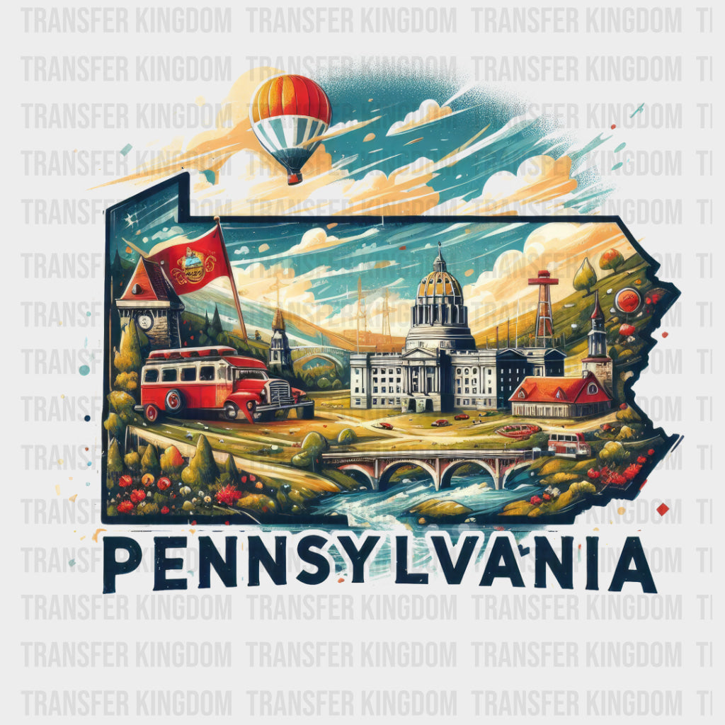 Colorful Pennsylvania State Design - & Cities Dtf Heat Transfer