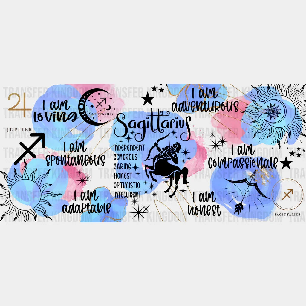 Colorful Sagittarius Sign - Zodiac Cup Wrap Uv Sticker Permanent Dtf Decal