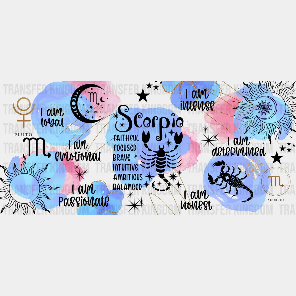 Colorful Scorpio Sign - Zodiac Cup Wrap Uv Sticker Permanent Dtf Decal