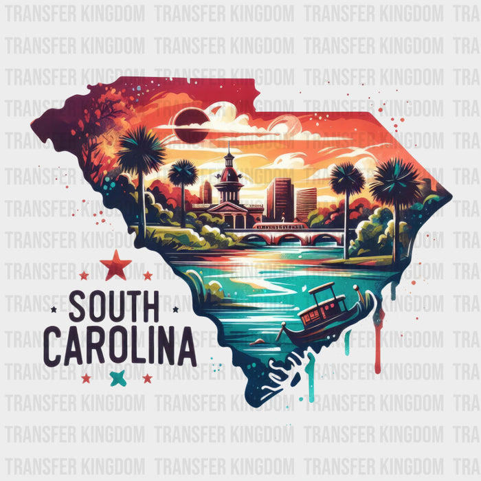 Colorful South Carolina State Design - State & Cities DTF Heat Transfer