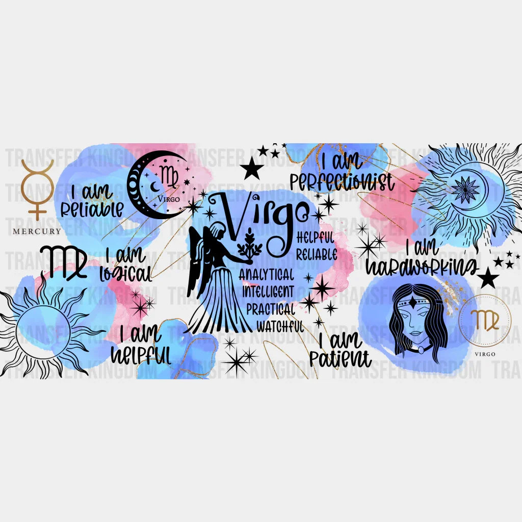 Colorful Virgo Sign - Zodiac Cup Wrap Uv Sticker Permanent Dtf Decal