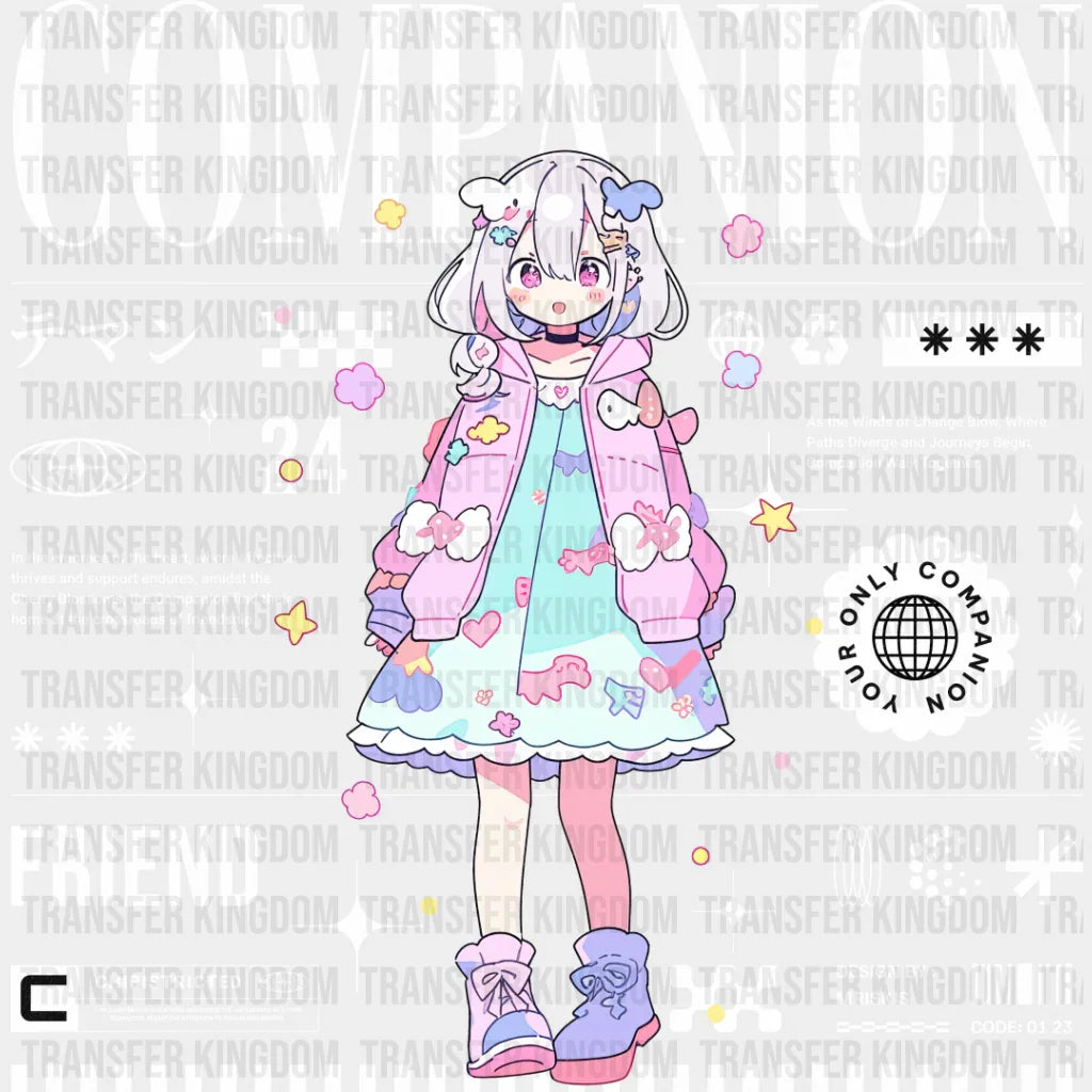 Companion Friend Girl - Anime Dtf Heat Transfer Unisex S & M (10’’) / Light Color Design See Imaging