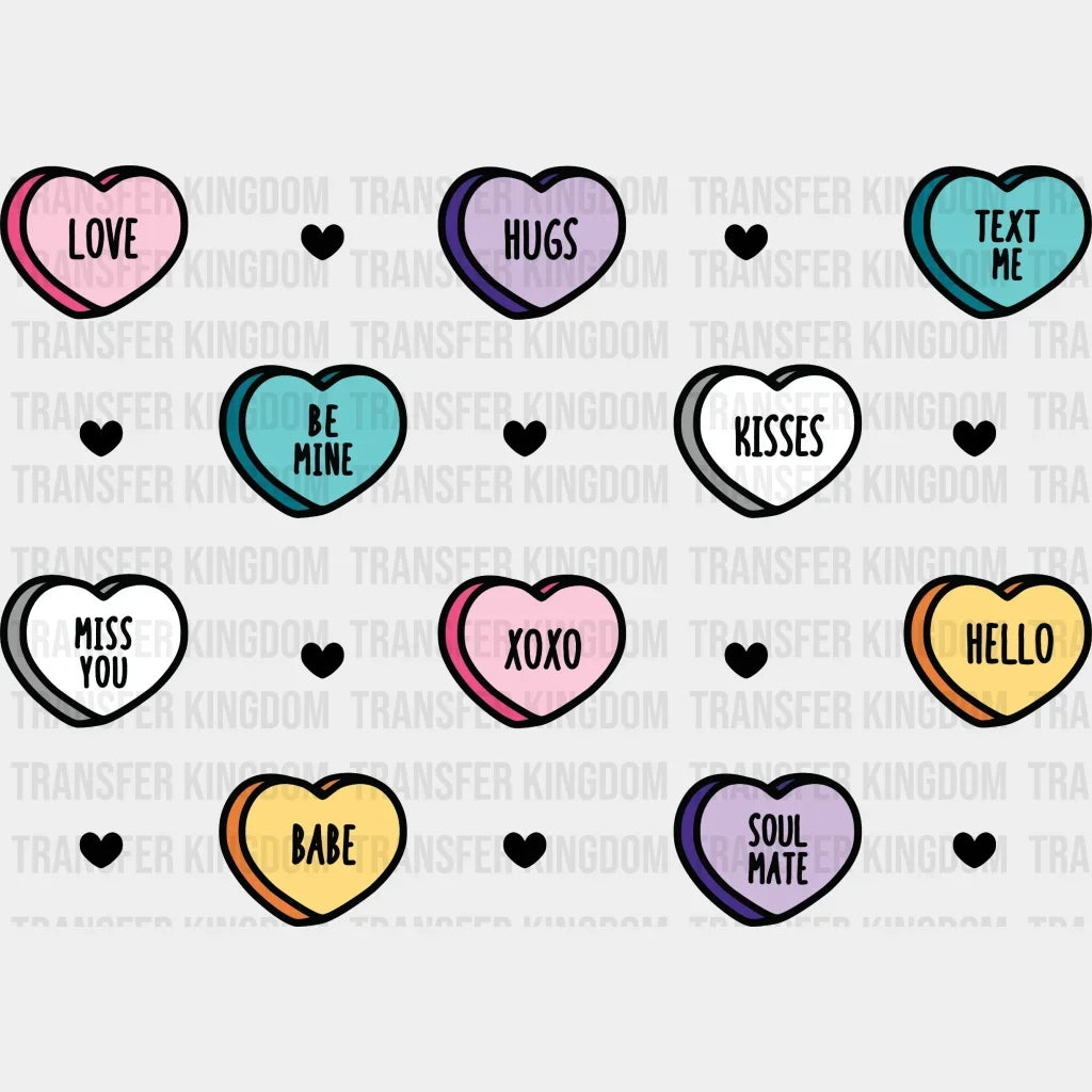Conversation Candy Hearts Valentines Day Design - Dtf Heat Transfer