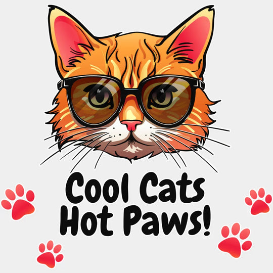 Cool Cats Hot Paws - Cats DTF Transfer Adult Unisex - S & M (10’’) / Light Color Design (See Imaging)