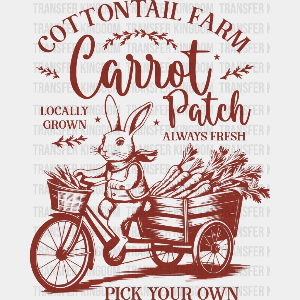 Cottontail Farm Carrot Patch Red & White - Easter DTF Transfer Adult Unisex - S & M (10’’) / Dark Color Design (See