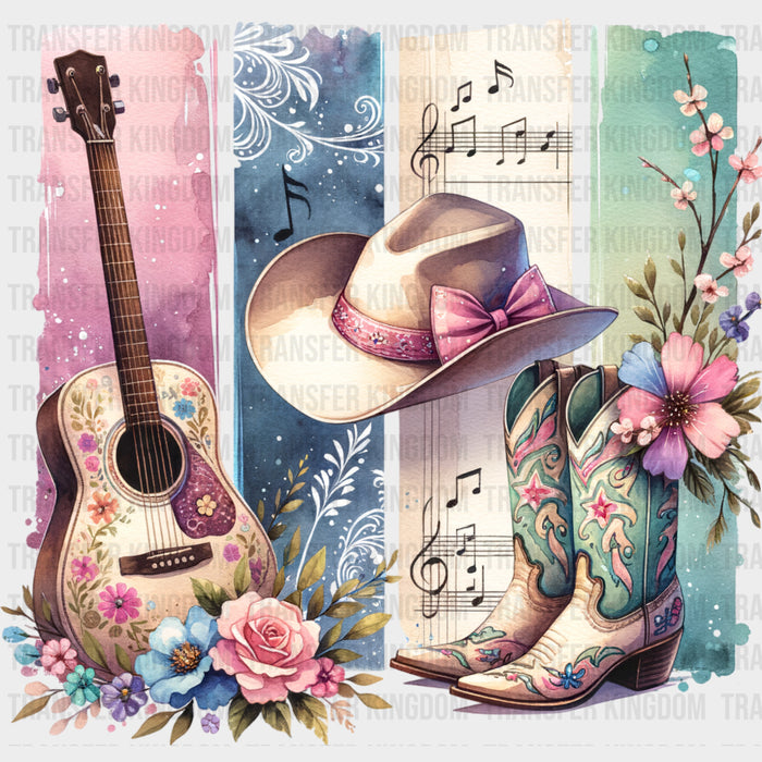 Country Girl Guitar - Music DTF Transfers