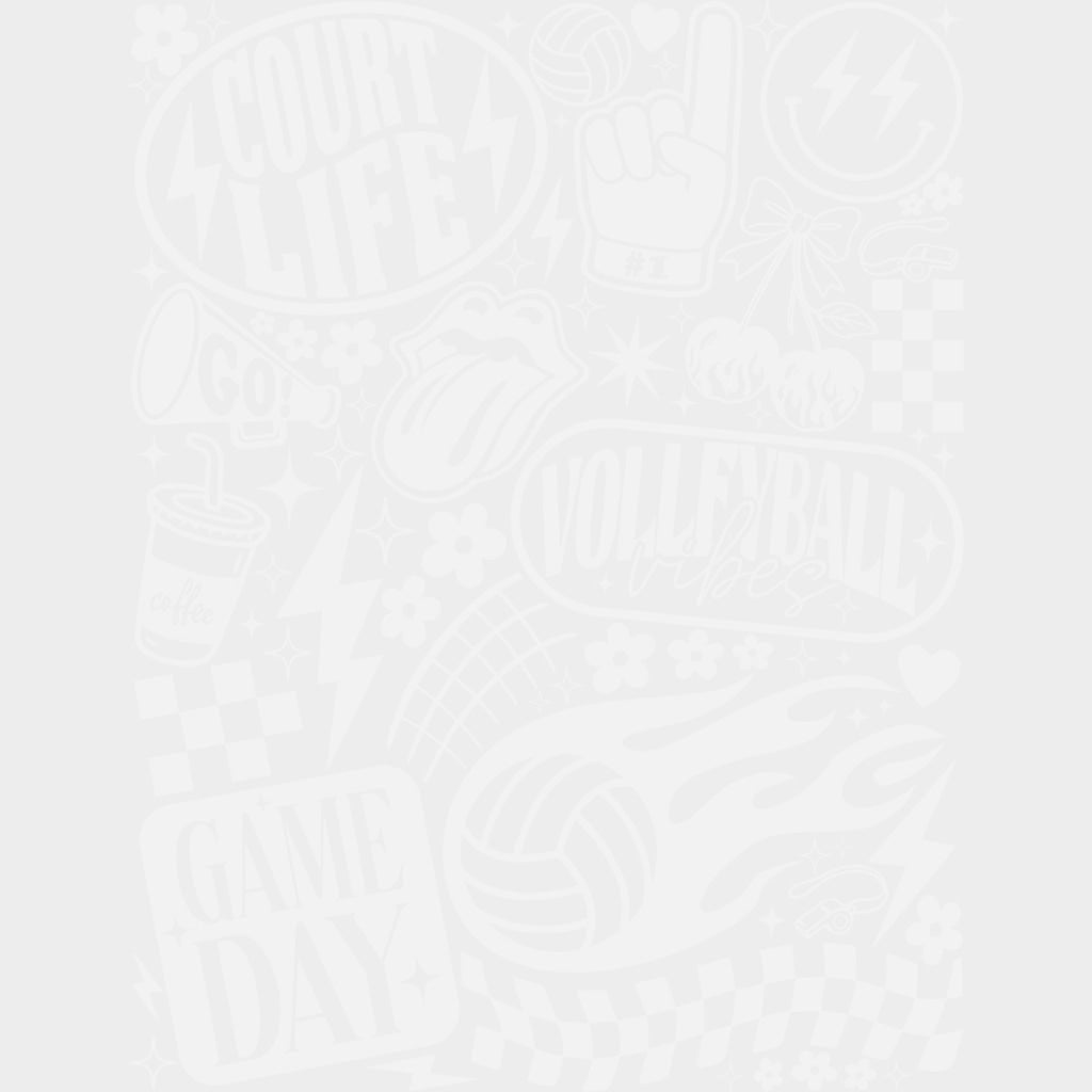 Court Life Volleyball Vibes Game Day - Volleyball DTF Transfers Adult Unisex - S & M (10’’) / Light Color Design (See