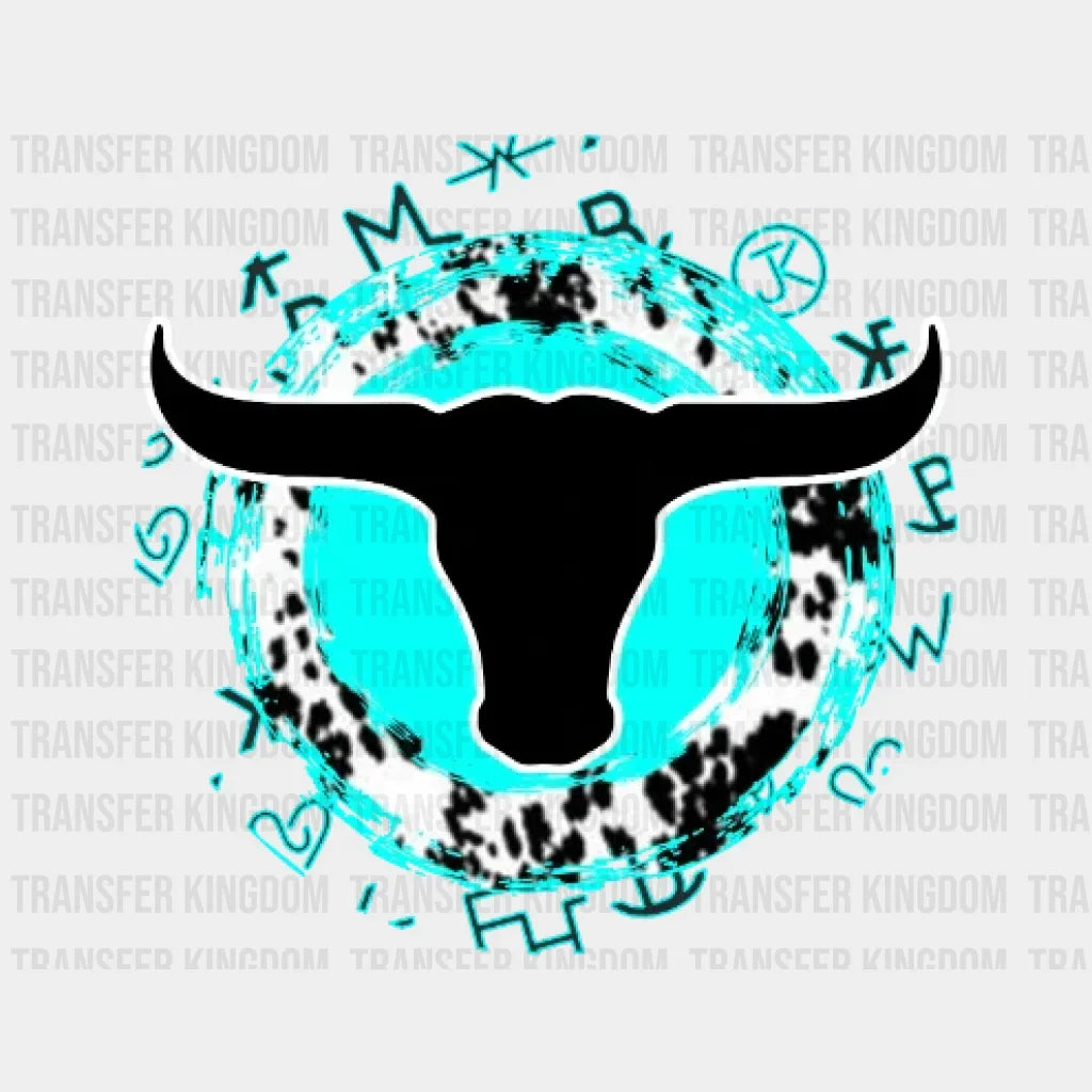 Cow Skull Turquoise Design - Dtf Heat Transfer