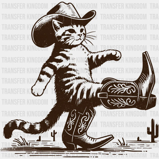 Cowboy Boots Cat - Cat DTF Transfer Adult Unisex - S & M (10’’) / Dark Color Design (See Imaging)