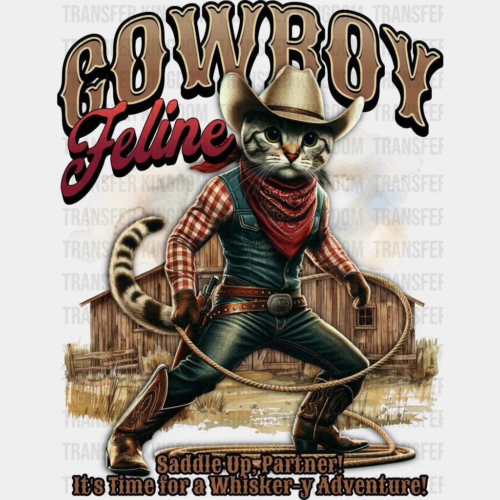 Cowboy Feline Design - Rodeo Dtf Transfers