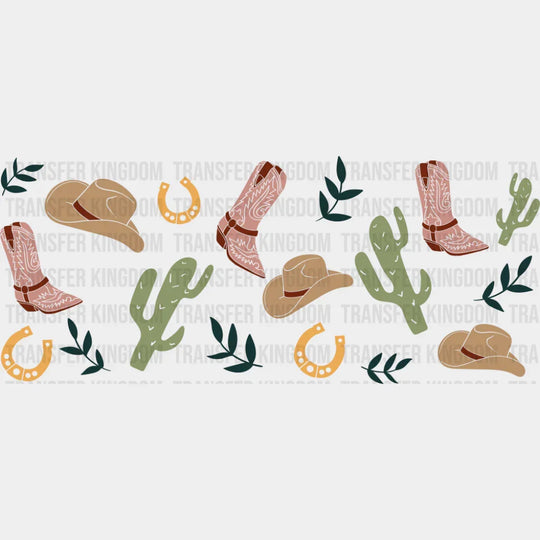Cowboy Hat & Boots Western - General Cup Wrap UV Sticker Permanent UV DTF Decal UVDTF