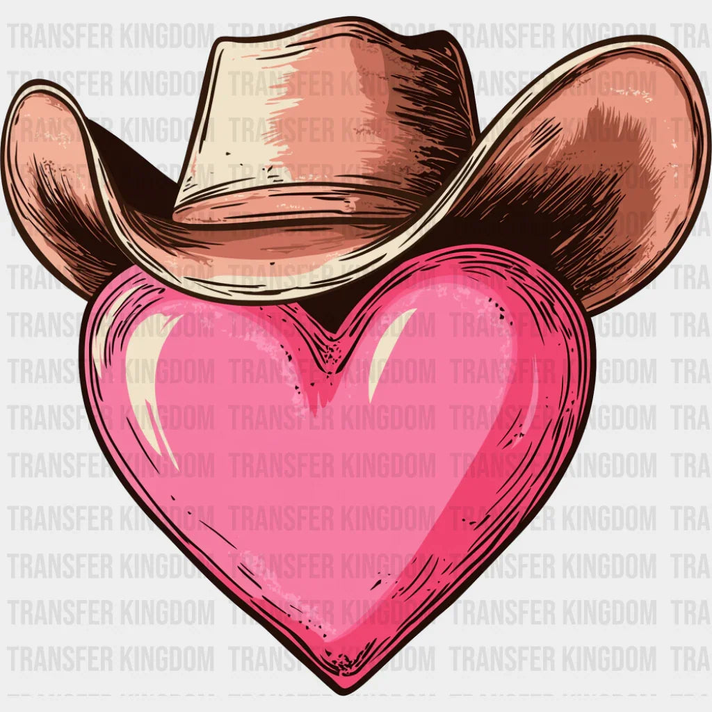 Cowboy Hat Heart Design - Valentine’s Day Dtf Transfer Unisex S & M (10’’) / Dark Color See Imaging