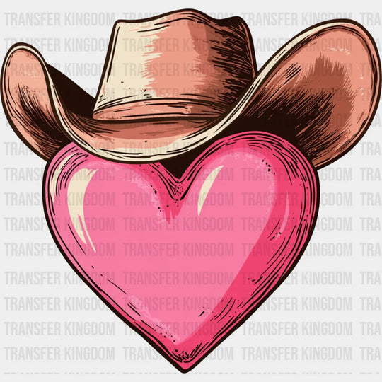 Cowboy Hat Heart Design - Valentine’s Day Dtf Transfer Unisex S & M (10’’) / Dark Color See Imaging