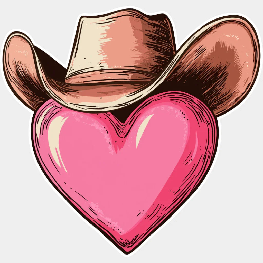 Cowboy Hat Heart Design - Valentine’s Day Dtf Transfer Unisex S & M (10’’) / Light Color See Imaging