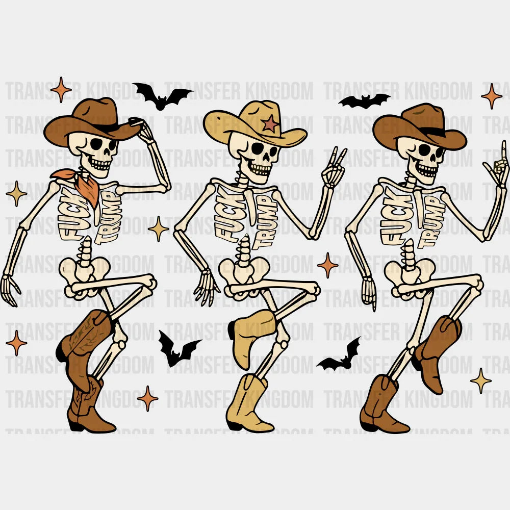 Cowboy Skeletons - Halloween DTF Transfer Adult – S & M (10’’) / Dark Color Design (See Imaging)