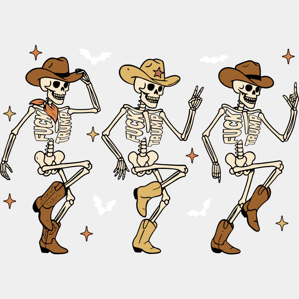 Cowboy Skeletons - Halloween DTF Transfer Adult – S & M (10’’) / Light Color Design (See Imaging)