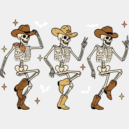 Cowboy Skeletons - Halloween DTF Transfer Adult – S & M (10’’) / Light Color Design (See Imaging)