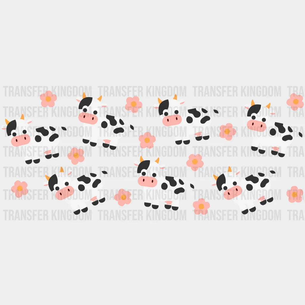 Cows And Flowers Uv Dtf Transfer Cup Wrap Sticker