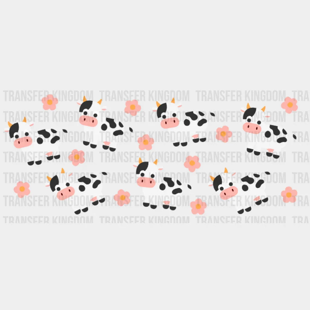 Cows And Flowers Uv Dtf Transfer Cup Wrap Sticker