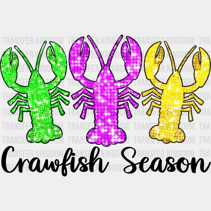 Crawfish Season Mardi Gras Green Purple Yellow Design - Mardi Gras DTF heat transfer
