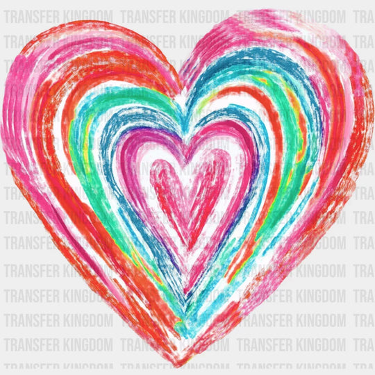 Crayon Colorful Heart - Valentine’s Day DTF Transfer