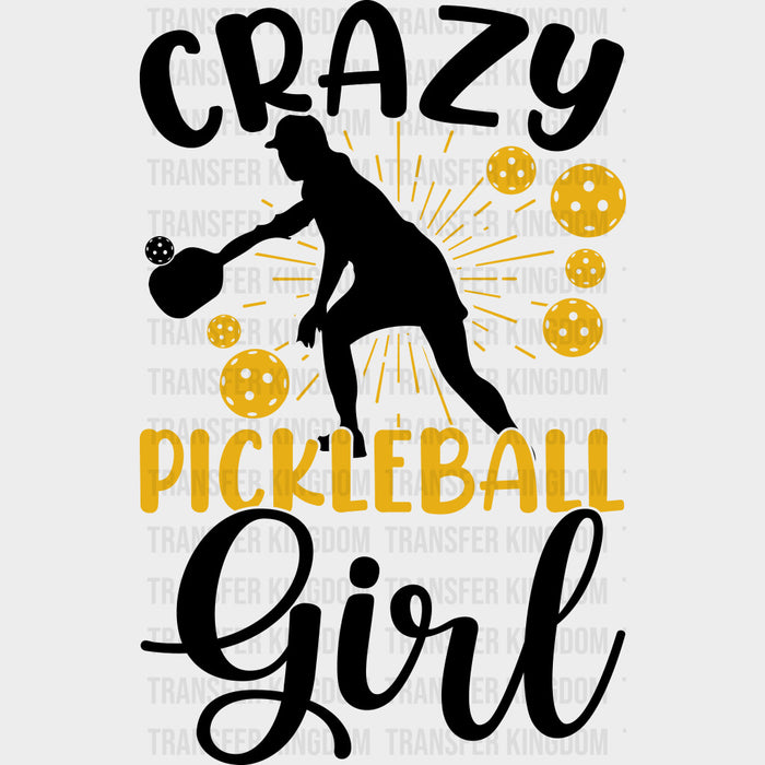 Crazy Pickleball Lady, Yellow - Pickleball DTF Transfers