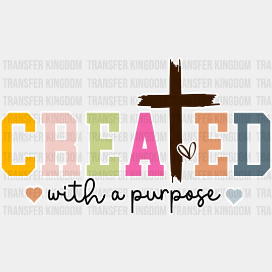 Created With A Purpose - Christianity Dtf Heat Transfer Unisex S & M (10’’) / Light Color