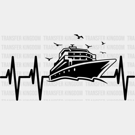 Cruise Ship Heartbeat Design - Family Dtf Heat Transfer Unisex S & M (10’’) / Dark Color See Imaging