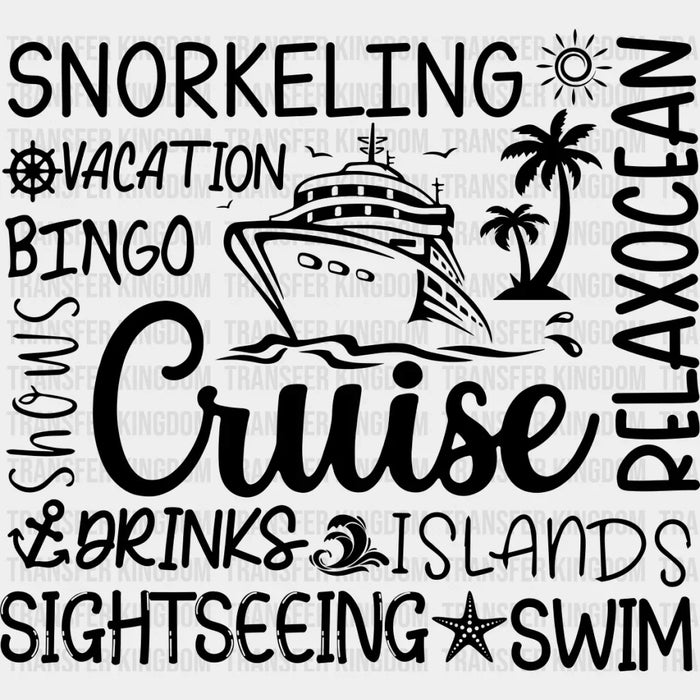 Cruise Vacation Black And White - Family Cruise DTF heat transfer