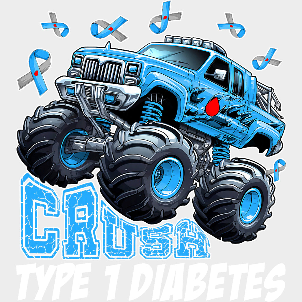 Crush Type 1 Diabetes - Diabetes DTF Transfers Adult Unisex - S & M (10’’) / Light Color Design (See Imaging)