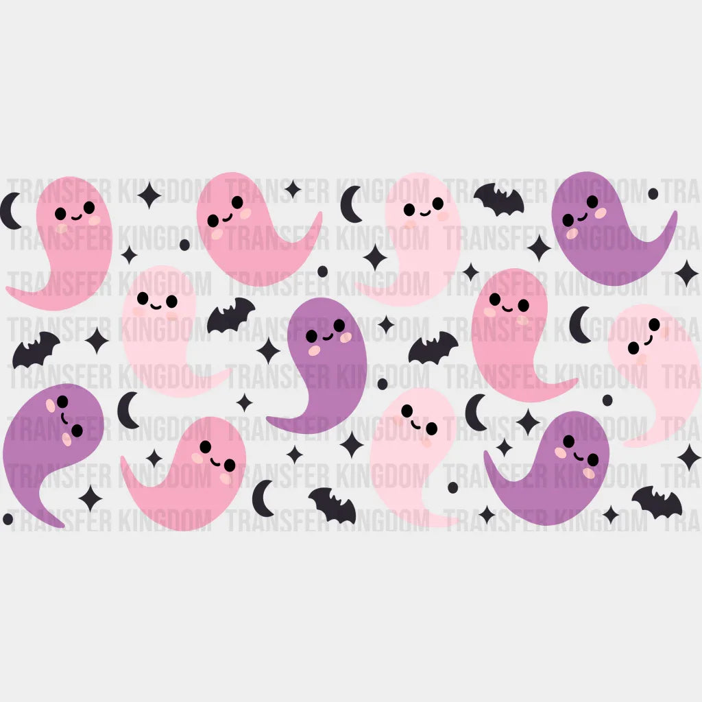 Cute Ghosts And Bats - Halloween Cup Wrap Uv Sticker Permanent Dtf Decal