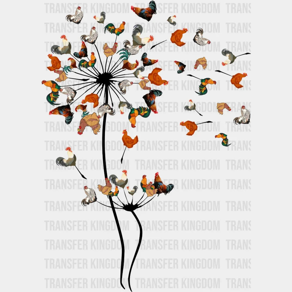 Dandelion Chicken Flower Design- Dtf Heat Transfer