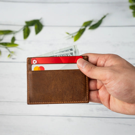 Faux Leather Credit Card Holder – Slim Minimalist Wallet for Men & Women