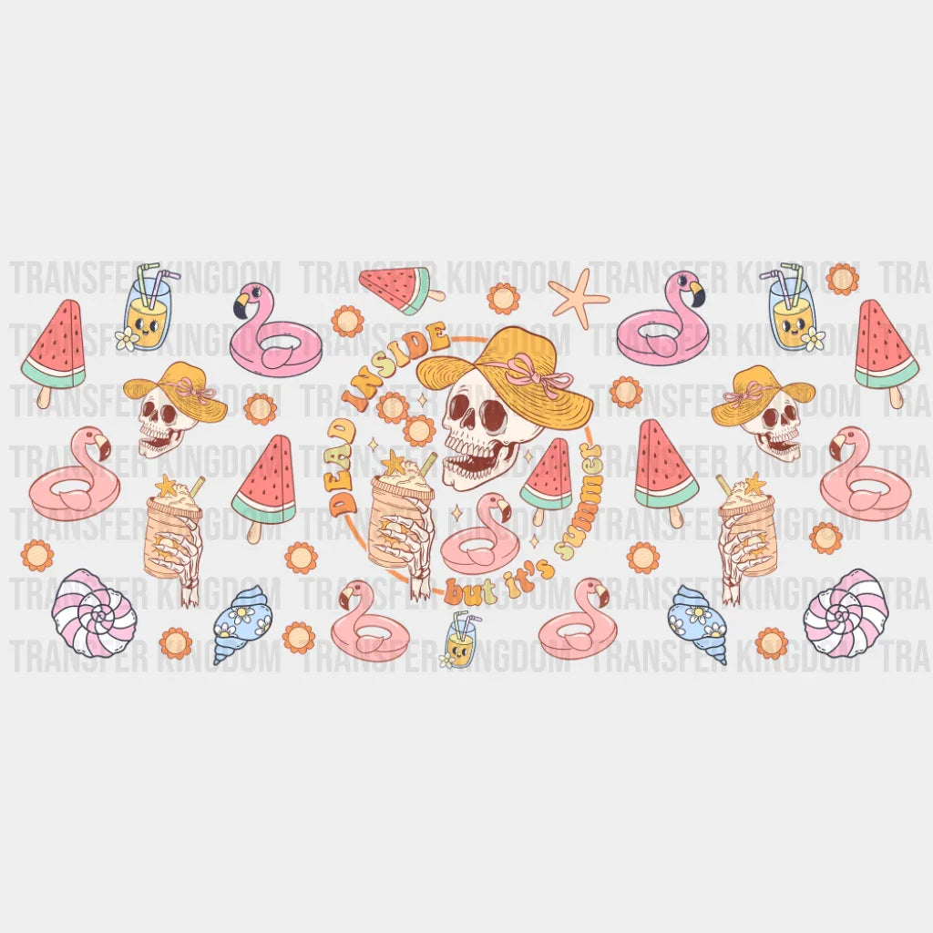Dead Inside But It’s Summer Skeleton Design - Summer Cup Wrap UV Sticker Permanent UV DTF Decal UVDTF