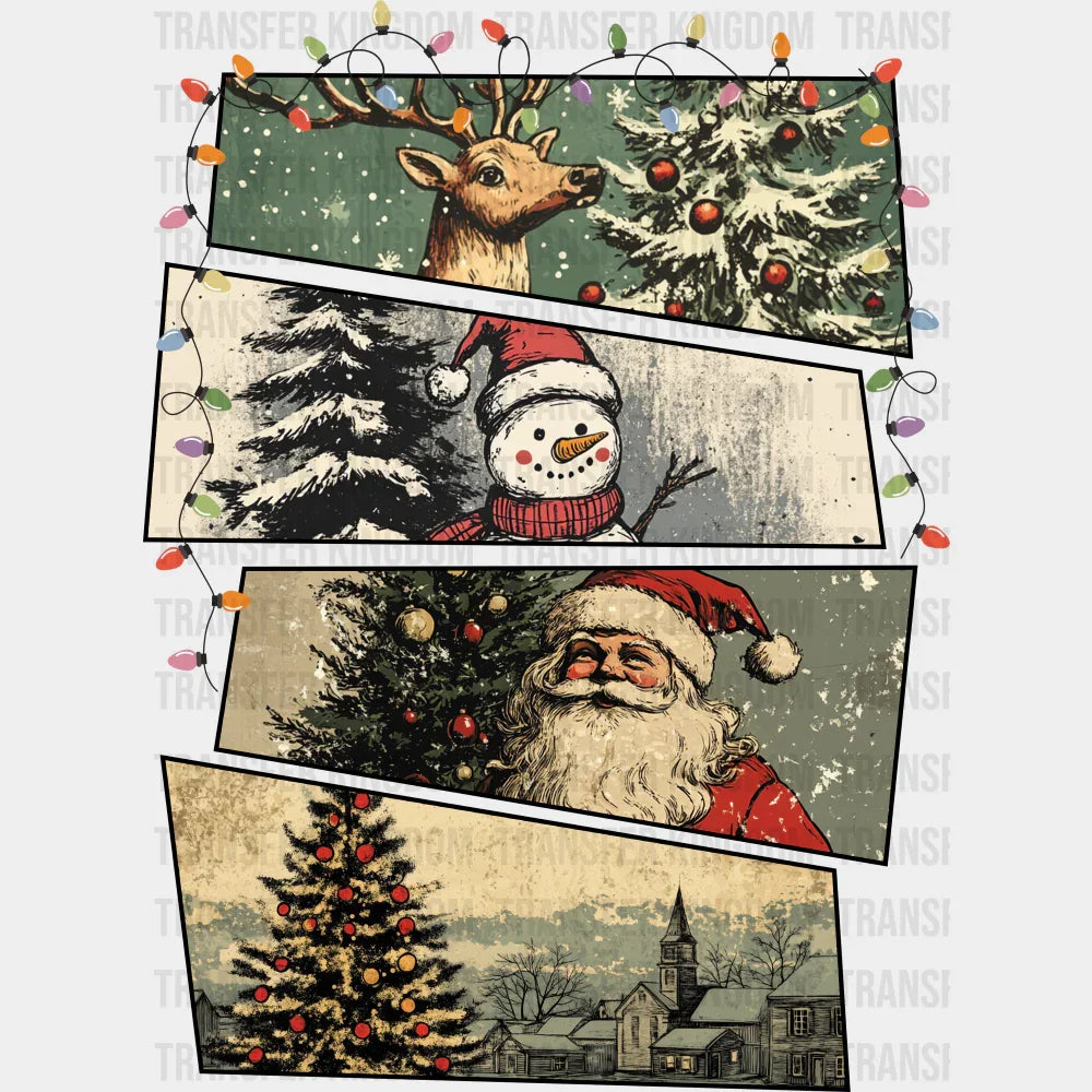 Deer Snowman Santa Tree Collage - Christmas DTF Transfer