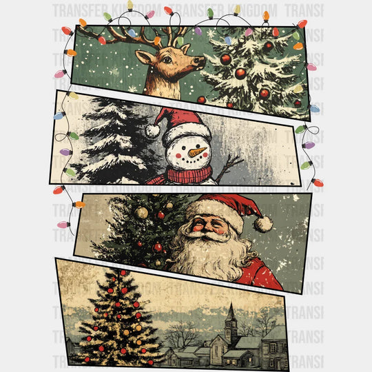 Deer Snowman Santa Tree Collage - Christmas DTF Transfer
