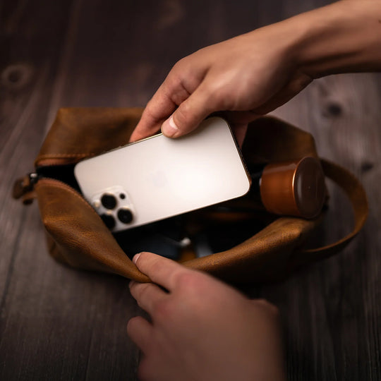 Custom Engraved Leather Dopp Kit for Men