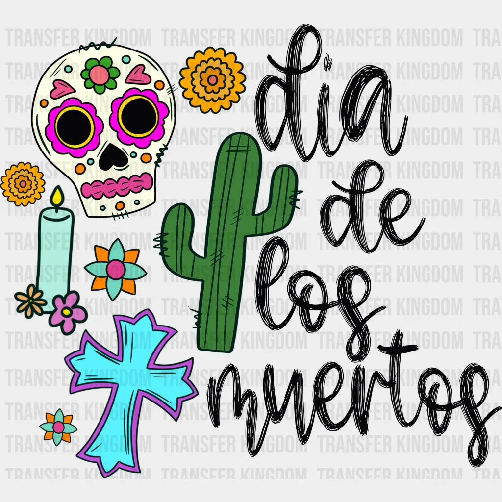 Dia De Los Muertos Doodles - Day Of The Dead Dtf Heat Transfer Unisex S & M (10’) / Dark Color