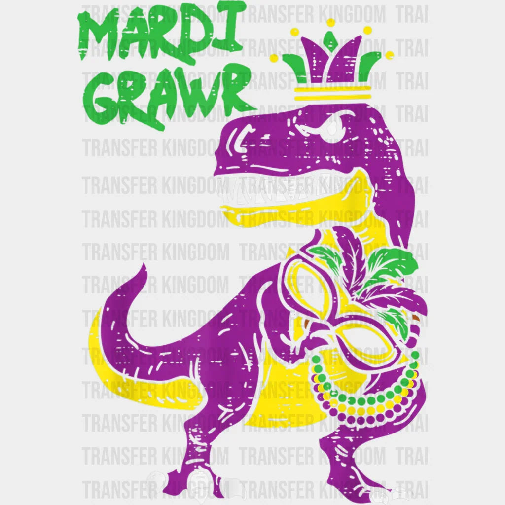 Dinosaur Mardi Gras Design- Dtf Heat Transfer