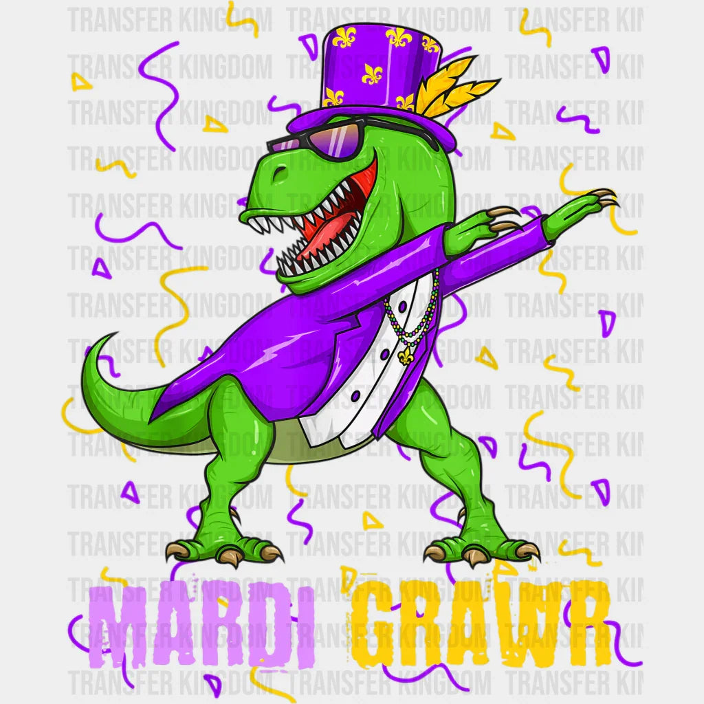 Dinosaur Mardi Gras Design- Dtf Heat Transfer