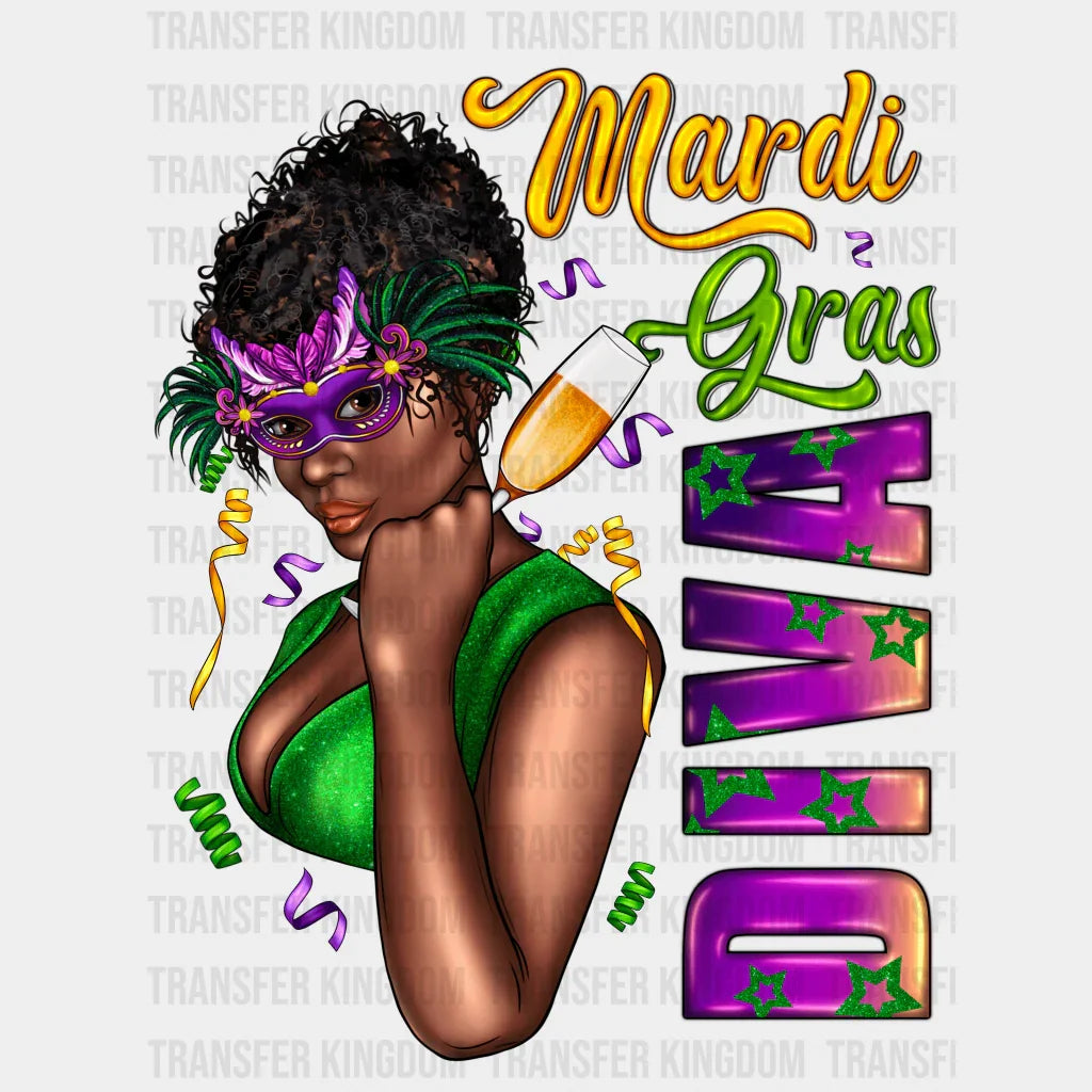 Diva Mardi Gras Design- Dtf Heat Transfer