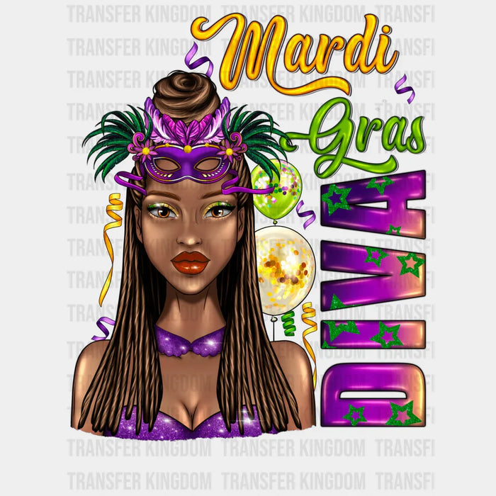 Mardi Gras Diva Purple Design - Mardi Gras DTF heat transfer