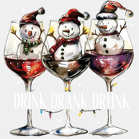 Drink Drank Drunk - Christmas DTF Transfer Adult Unisex - S & M (10’’) / Light Color Design (See Imaging)