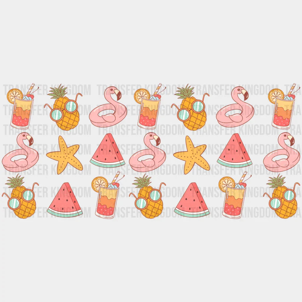 Drinks Flamingos Watermelon Pineapple - Summer Cup Wrap UV Sticker Permanent UV DTF Decal UVDTF