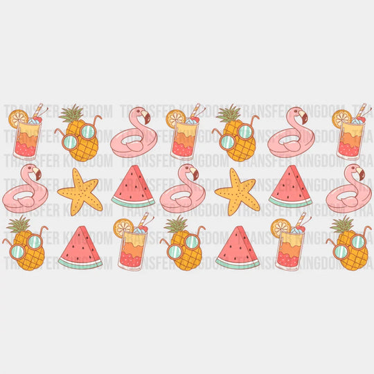 Drinks Flamingos Watermelon Pineapple - Summer Cup Wrap UV Sticker Permanent UV DTF Decal UVDTF