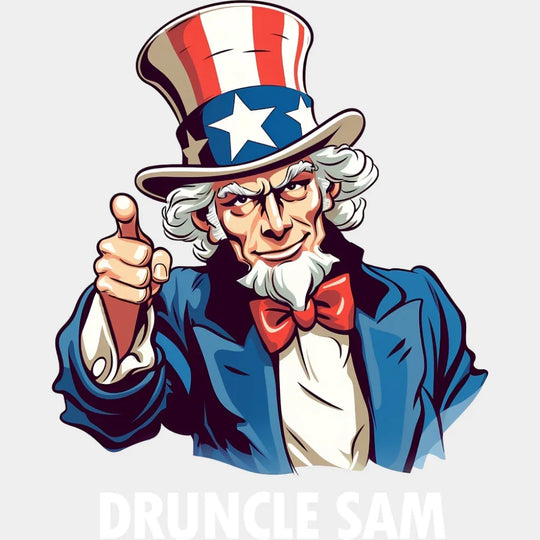 Druncle Sam B&W - 4th Of July DTF Transfer Adult Unisex - S & M (10’’) / Light Color Design (See Imaging)